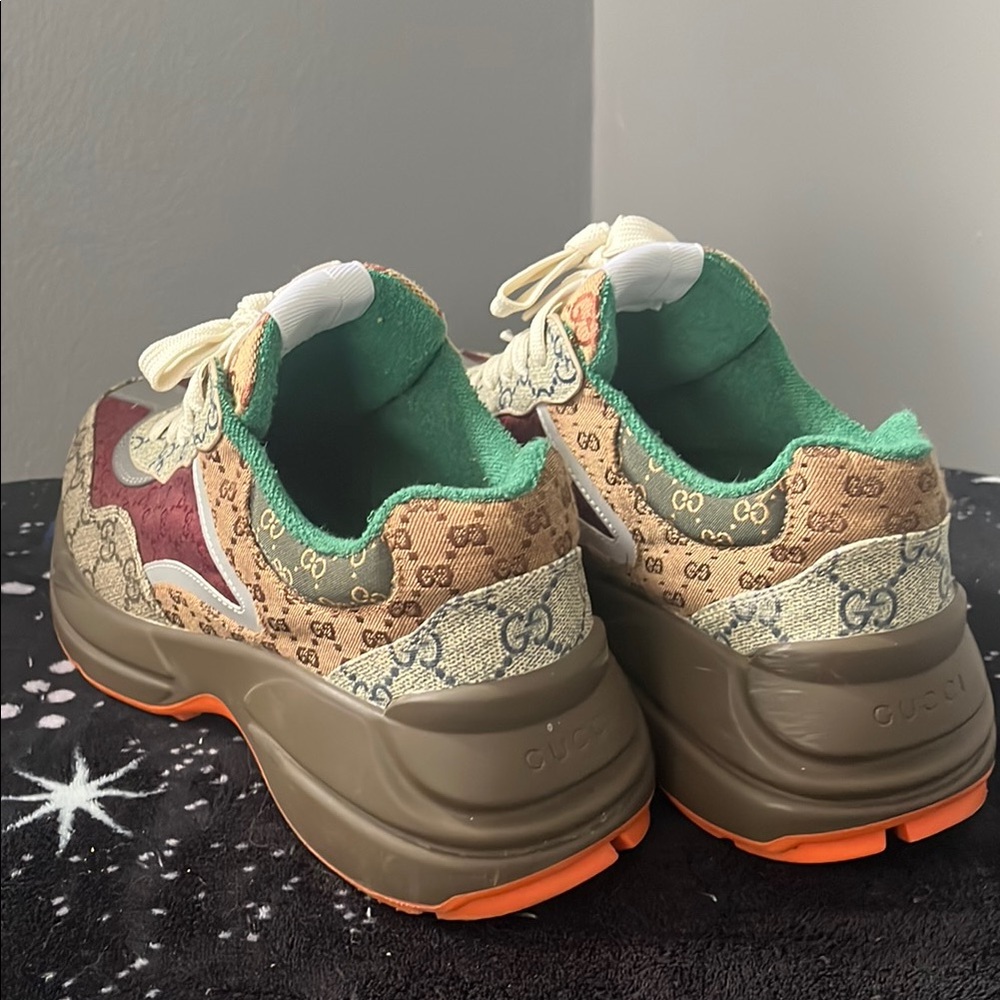 Gucci Brown and Green Sneakers with GG Monogram